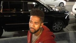 Omarion Grandberry talks about musicians beefing with eachother as he leaves Katsuya Restaurant in Hollywood Stock Footage