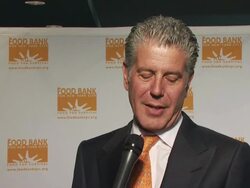 INTERVIEW: Anthony Bourdain happy to support the cause and hang out with colleagues, kinda considers attendance an order form Batali. Stock Footage