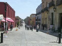 MS Shot of Pedestrian in city / Oaxaca, Mexico Stock Footage