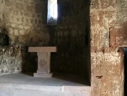 Hayravank monastery, Sevan lake, interior view of the church Stock Footage