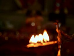 Close-up of a lamp burning in the temple  Stock Footage