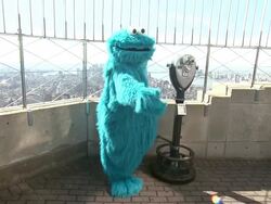 Cookie Monster at Elmo, Cookie Monster, Grover And Abby Cadabby Visit The Empire State Building To Promote '1-2-3 Imagine! With Elmo & Friends' on 02/21/2012 in New York City, NY.   Stock Footage