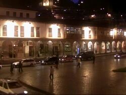 Plaza de Armas at night, Cusco, Peru Stock Footage