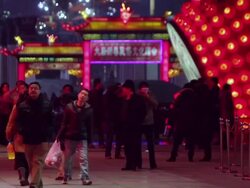 MS Tourists roaming new year lantern festival at city wall / xi'an, shaanxi, china Stock Footage