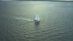 A sailboat sails across Long Island Sound. Stock Footage