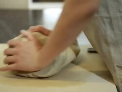 MS Shot of Female potter kneads clay studio / Kyoto, Japan Stock Footage