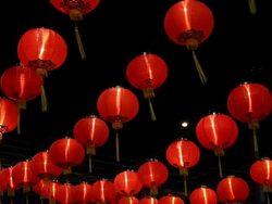 Chinese lantern moving in the wind at night. Stock Footage