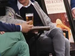 Pub in SoHo, two men talking Stock Footage