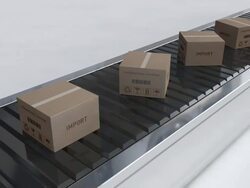 Cardboard boxes on conveyor belt | Import Stock Footage