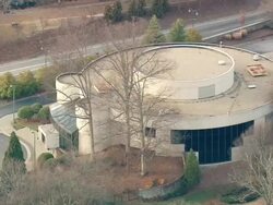 MS AERIAL Shot of Jimmy Carter Centre and Presidential Library / Georgia, United States Stock Footage