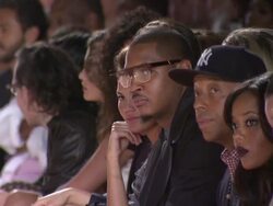 Carmelo Anthony and Russell Simmons attend the Tommy Hilfiger Spring 2012 Women's Collection Stock Footage