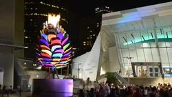 Pan American Flame by the CN Tower in Toronto 2015 Games Stock Footage
