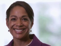  PAN Portrait of businesswoman smiling / Seattle, Washington, United States Stock Footage