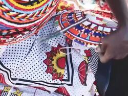 Samburu woman threading beads Stock Footage