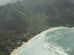 Napali Coast Kauai Shoreline Aerial Shot Stock Footage