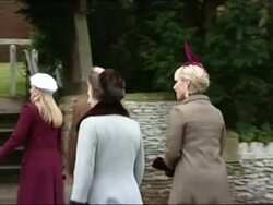 The Royal Family arrive at Sandringham Church on Christmas Day Stock Footage