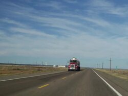 MS TS View of route sixty six passing through seligman towards flagstaff / Route 66, Arizona, USA   Stock Footage