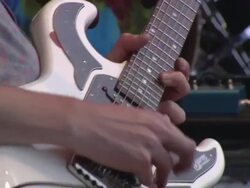 C/U EXT Live Concert Guitar Player on Stage Festival Stock Footage
