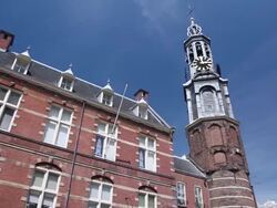 WS POV View of clock tower / Amsterdam, The Netherlands, Holland Stock Footage