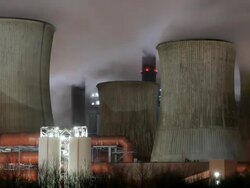 (Zoom out) Cooling tower Stock Footage