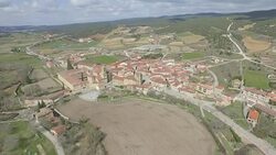 Spain, Burgos region. Drone views of Santo Domingo de Silos village Stock Footage