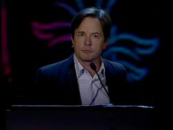 SPEECH: Michael J. Fox describes how the money raised is used wiselyÃ‰ Stock Footage