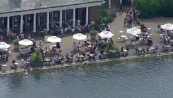 Lido Cafe Bar in Hyde Park and Serpentine aerials News Clip