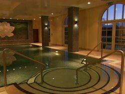 Luxurious indoor swimming pool, Lough Erne, Northern Ireland Stock Footage