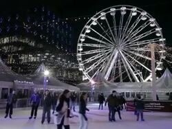 Centenary Square & Library & Skating Rink, Birmingham, West Midlands, England, United Kingdom  Stock Footage