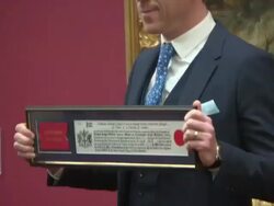 Damien Lewis at Damian Lewis given keys to The City Of London at The Guildhall on March 19, 2013 in London, England (Footage by WireImage Video/Getty Images) Stock Footage