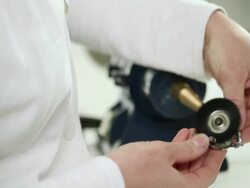 Technician polishing prosthesis Stock Footage