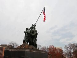 A static shot of the Marine Corps War Memorial on a cloudy day. Stock Footage