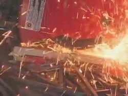 Sparks fly when steel gets cut. Stock Footage