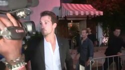 James Maslow greeting fans while departing Le Jardin Stock Footage