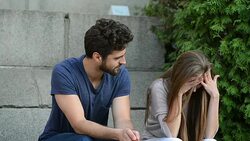 Breakup of a couple with bad boy and sad girlfriend Stock Footage