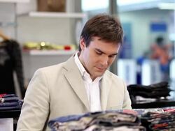Young man shopping Stock Footage