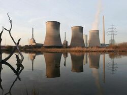 Power plant with dead trees Stock Footage