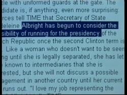 USA: SUGGESTION ALBRIGHT RUNS FOR CZECH PRESIDENCY News Clip