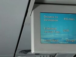 Airplane monitor showing data and map of the travel 1 Stock Footage