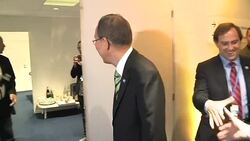 CLEAN : Fabius meets UN chief Ban ahead of climate draft submission News Clip