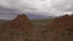 Fly over ridge at Big Bend National Park to reveal lightening Stock Footage