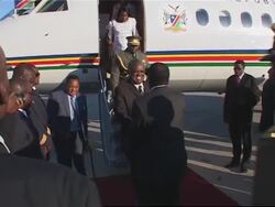 Namibia president arrives for Monday's signing ceremony News Clip