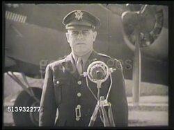 1945: U.S. GENERAL JIMMY DOOLITTLE:  MS General James Harold Jimmy Doolittle standing at microphone, speech, speaking (SOT), '... the American Red Cross is deserving of the whole hearted support of the American nation.' Instructional Video