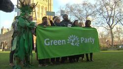 The Green Party Hold Demonstration In Westminster RE Televised Debates News Clip
