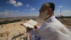 Jewish Man Praying with bible, Nebi Samuel National Park Stock Footage