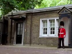MS T/L View of Buckingham palace guard / London, Greater London County, United Kingdom Stock Footage