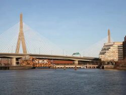 Zakim Bunker Hill Bridge Stock Footage