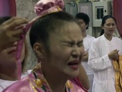 Women in trance at Phuket Vegetarian Festival Stock Footage