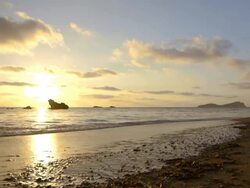Beach Cloudy Sunrise Stock Footage