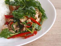 HD Fried chicken with basil leaf Stock Footage